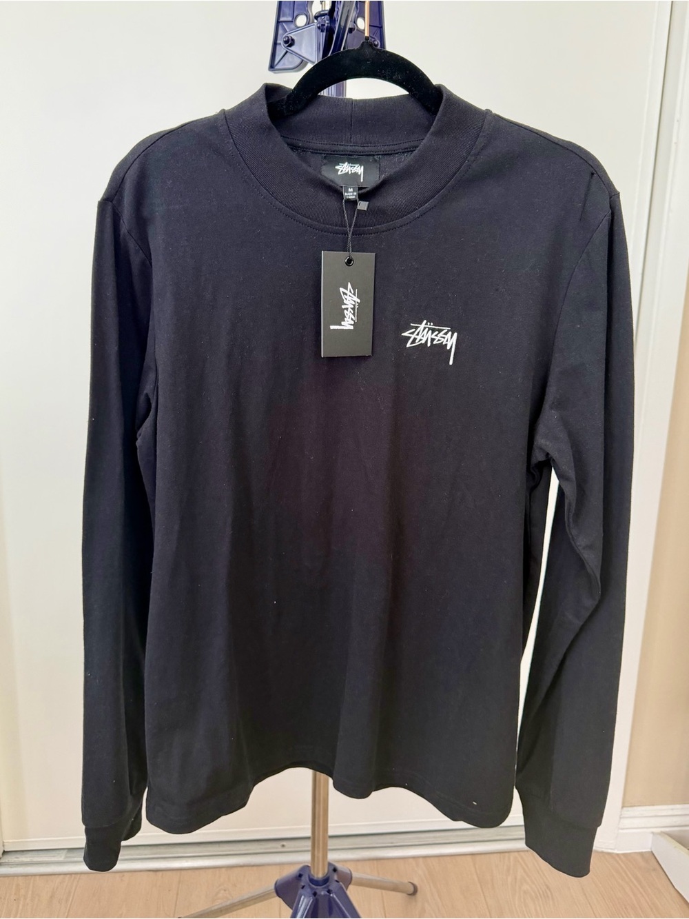 Stussy Black Long Sleeve Tee with classic logo - Size M